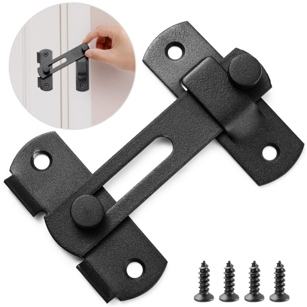 Matte Black Stainless Steel Barn Door Lock, Sliding Latch With Screws For Closet, Shed And Garage 9330225217565