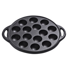 Takoyaki-Grillpfanne aus Gusseisen mit 15 Löchern, für Kraken,-A