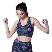 Sutiã Desportivo Nykd Estiloso Médio Impacto para Mulheres, Tecido Macio, Costura Removível, Costas Racer