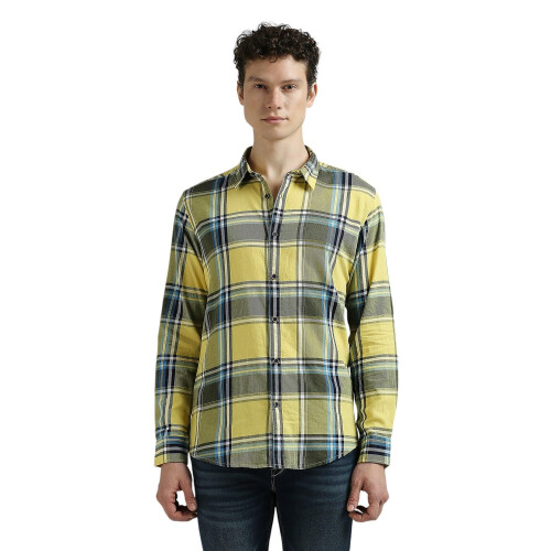 Pepe Jeans Κίτρινο Πουκάμισο με Καρό Μανίκια