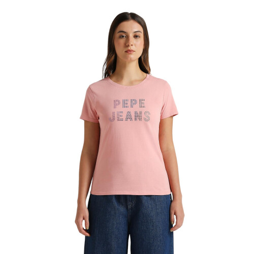 Pepe Jeans Pink Embellished Short Sleeve T-Shirt