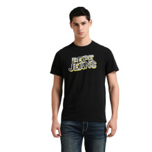Svart grafisk tryck kortärmad T-shirt
