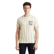 Pepe Jeans Vit Randig T-shirt med Korta Ärmar