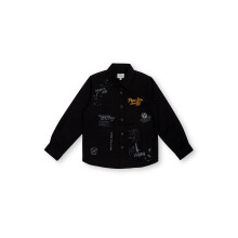 Heren Zwarte Shirt met Print en Lange Mouwen