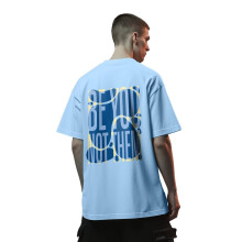 Nobero Men'S Typography Oversized T-Shirt (1M-Twrt-C1005-Bs_Be You-Powder Blue)