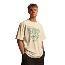 Nobero Mænds Grafisk Print Oversized T-Shirt (1M-Twrt-C1005-Bs_The Moment-Sand)