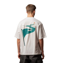 Nobero Herre Grafisk Print Oversized T-Shirt (1M-Twrt-C1018-Bl_Flag-Hvid)