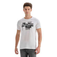 Herr Vit Grafisk Logotyp T-Shirt