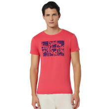 Mäns Mörkröd Grafisk T-Shirt