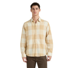 Camicia a maniche lunghe a quadri beige