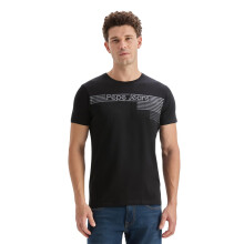 Herrars svart grafiskt tryckt T-shirt