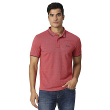 Pepe Jeans Herr Regular Fit Solid Polo T-Shirt Dk Röd