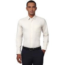 Peter England Ανδρικό Slim Fit Πουκάμισο Μακρυμάνικο Stretchable Μπεζ