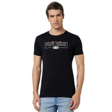 Herrars svart grafiskt tryckt t-shirt