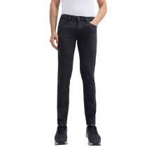 Calças Jeans Masculinas Cinza Slim Ajustadas de Baixa Cintura