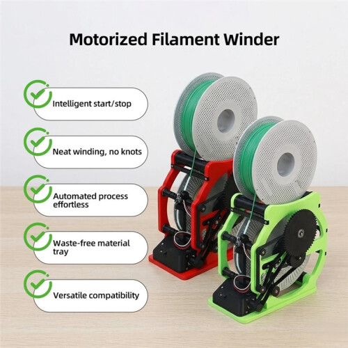 Upgraded Motorized Filament Winder Automated Process Effortless and Versatile for 3D Printer EU PLUG Red + Black 1