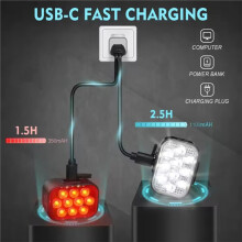 BUCKLOS Phare et Feu Arrière de Vélo Rechargeables par USB, Lampe Avant et Arrière LED pour Vélo, Accessoires D'Éclairage VTT