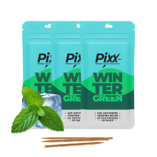 Pixx Wintergreen Flavoured Toothpicks, 3 Packs | 20 Toothpicks Per Pack | Resealable Pouches | Sugar Free | High Strength Flavour | UK Made