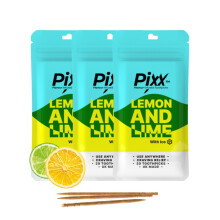 Pixx Lemon and Lime Flavoured Toothpicks, 3 Packs | 20 Toothpicks Per Pack | Resealable Pouches | Sugar Free | High Strength Flavour | UK Made
