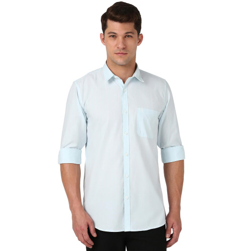 Peter England Ανδρικό Ριγέ Slim Fit Πουκάμισο (Pcsfsslpu08685_Aqua)