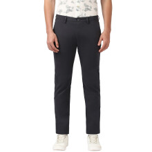 Peter England Heren Grijze Effen Super Slim Fit Broeken