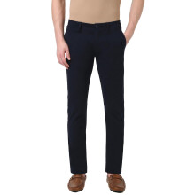 Peter England Heren Navy Effen Lage Skinny Fit Broek
