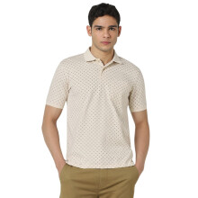 Camiseta Polo Bege com Estampa para Homem Peter England