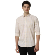 Peter England Ανδρικό Slim Fit Πουκάμισο Πολυκαρβόνου (Pcsfsslpw06739_Cream)