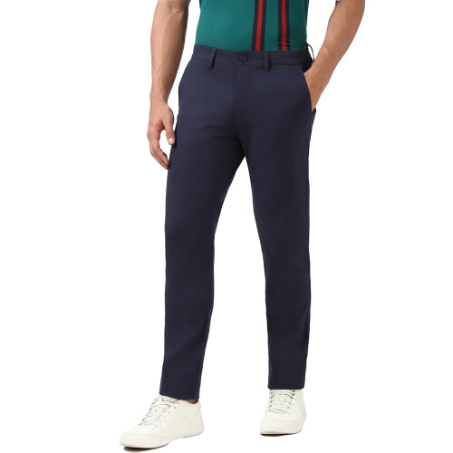 Heren Navy Effen Casual Broeken