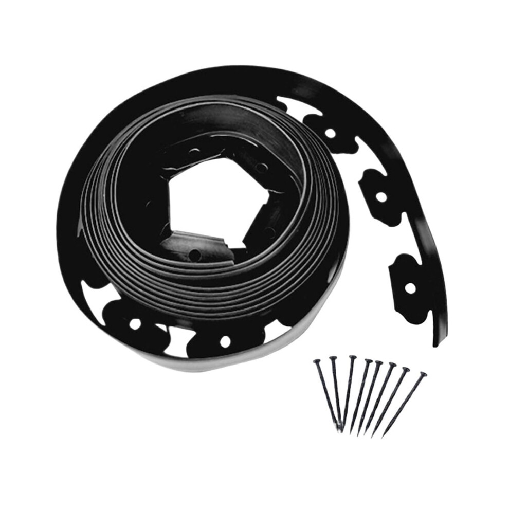 Flexible Garden Edging Border 5M Black Plastic Lawn Edge Fence With 15 Spikes For Easy Installation 9330225219040