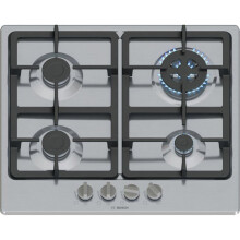 Piano cottura a gas - Bosch - PGH6B5K90 - Bruciatore Wok 3,3 kW - Griglie in ghisa - Inox 60 cm