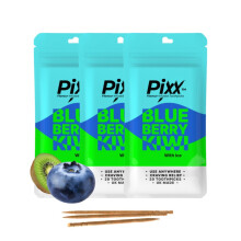 Pixx Blueberry Kiwi Flavoured Toothpicks, 3 Packs | 20 Toothpicks Per Pack | Resealable Pouches | Sugar Free | High Strength Flavour | UK Made