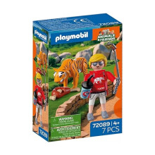 Set Playmobil - PLAYMOBIL - 72089 - Tigre articulado - Visitante con palo de selfie - 3 accesorios