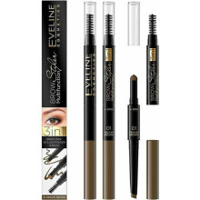 Crayon à sourcils - EVELINE COSMETICS - N1 - Marron - Multifonction 3 en 1 - Embout crayon et éponge