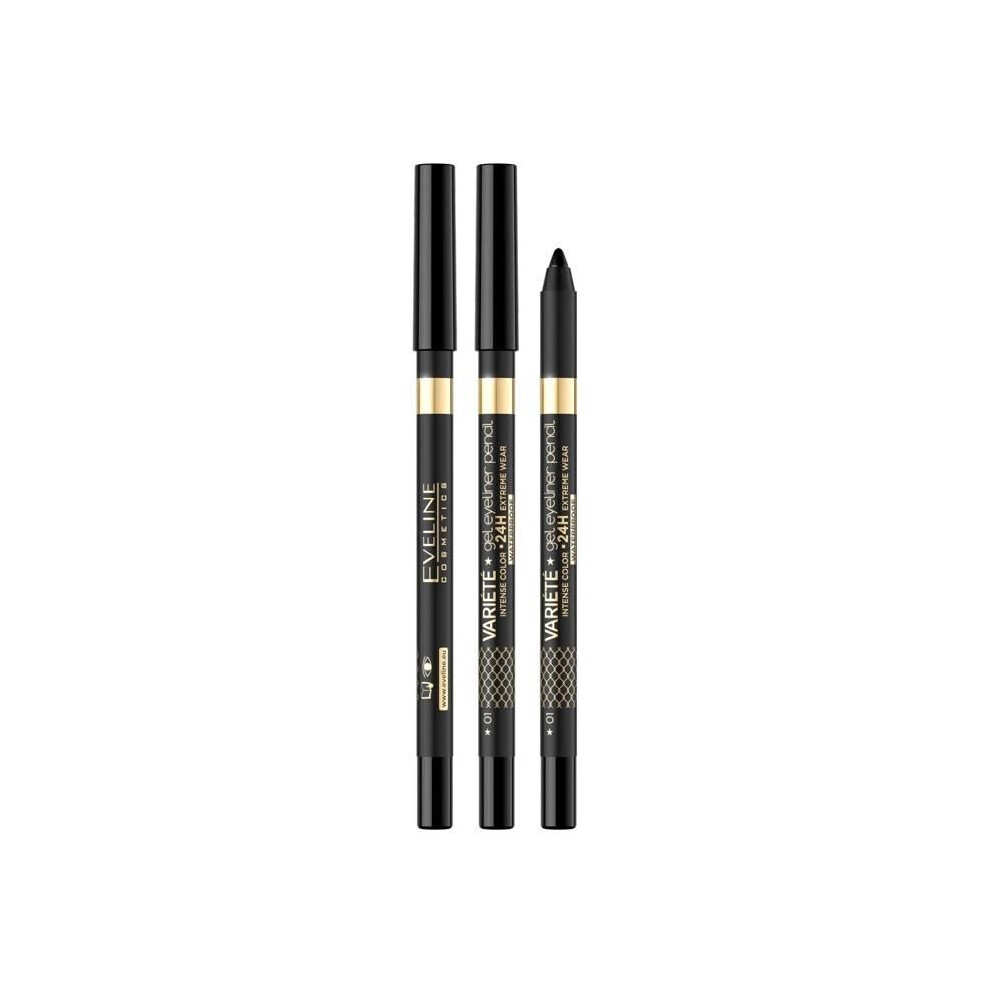 Eveline Black Eye Liner - Variã©Tã© Gel Eyeliner Pencil 01 - Easy Application - Intense Look