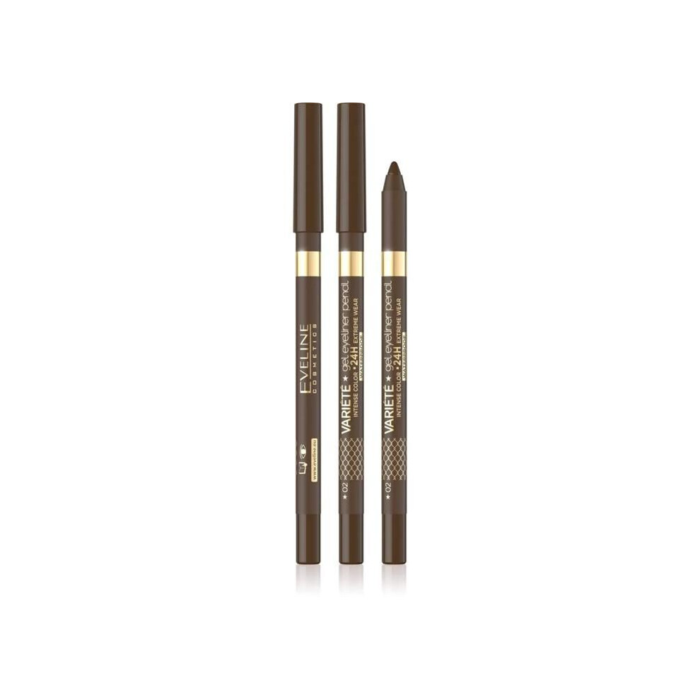 Eveline Brown Gel Eyeliner Crayon - Variety No. 02 - Creamy Texture - Long-Lasting Wear