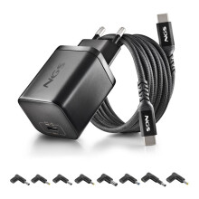 Caricatore da rete - NGS - BUD 65W-H - 65W GaN - Cavo USB-C 1,5m - 8 punte HP