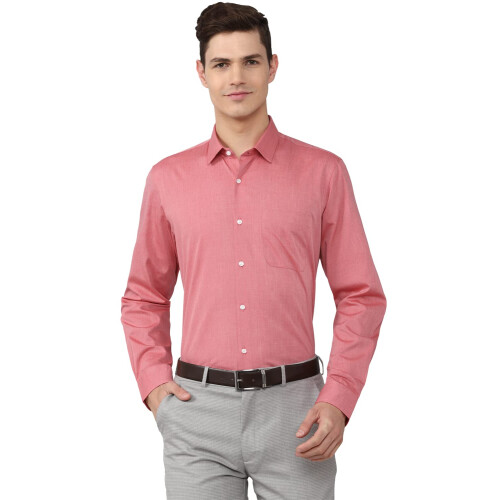 Peter England Ανδρικό Ροζ Slim Fit Επίσημο Πουκάμισο Με Μακριά Μανίκια