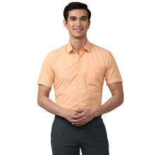 Peter England Ανδρικό Πορτοκαλί Slim Fit Formal Πουκάμισο Μισό Μανίκι