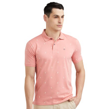 Peter England Herre Regular Fit Halværmet Printet Polo T-Shirt | Strækbar Lycra Komfort | Premium Pink