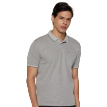 Peter England Ανδρικό Πόλο Τ-Shirt Μισού Μανικιού με Τσέπη | Cotton Rich | Light Grey