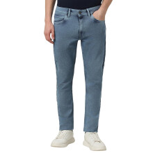 Peter England Mænds Neo-Slim Fit Strækbare Jeans Navy Blå