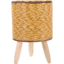 Rattan Plant Stand Indoor Handwoven Flower Pot Basket with Stable Elevated Display Rustic Decor