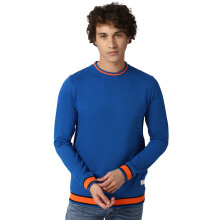 Peter England Sweatshirt en Coton Mélangé pour Homme (Pjstpslfz66872_Bleu_Large)