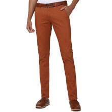 Peter England Brown Solid Chino Trousers