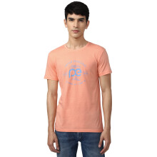 Peter England Herre Slim T-Shirt (Pjkcpsnf223423_Peach L)