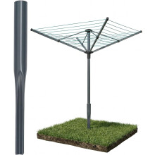 Rotary Washing Line Spike 32mm Heavy Duty Metal Ground Spike for Rotary Airer Galvanized Garden Spike Stable Rust Resistant Washing Line Holder