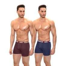Rupa Frontline Long Trunk para Homens, 100% Algodão, Cintura Elástica, Pacote de 2 Variados