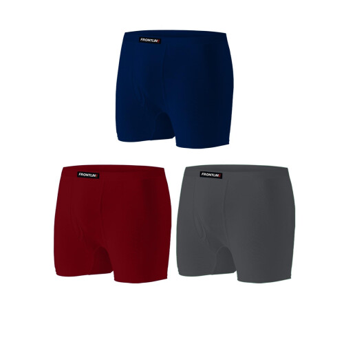 Rupa Frontline Trunks Simples Para Homens, 100% Algodão, Com Elástico, Pacote de 3