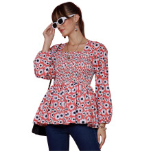 Sheetal Associates Dames Casual Peplum Top met Bisschopsmouwen en Polka Dots